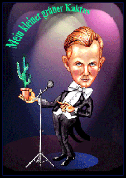 Karikatur zeichnen lassen, Max Raabe mit seinem Kaktus.