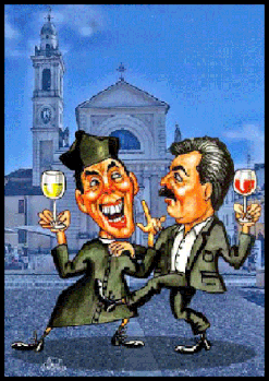 Karikaturen zeichnen lassen, Don Camillo und Peppone.