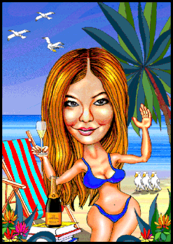 Wune Dame urlaubt am Strand.