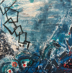 "Gedanken in Bewegung" , mixed media , 40x40 cm ,B 370