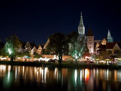 Ulm de noche, desde Neu-Ulm