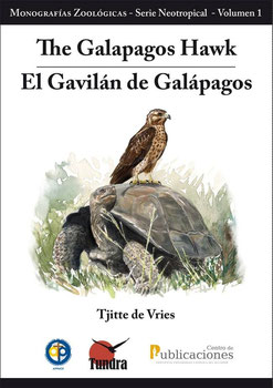 Ilustración de Portada de "El Gavilán de las Galápagos/ The Galapagos Hawk". Diego Ortega Alonso.