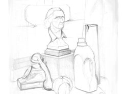 Zeichnen lernen mit dem suchenden Strich. Kunstkurse Hamburg in Eppendorf und Klein Flottbek Stillleben Schillerbüste Telefon Vase Bleistiftzeichnung