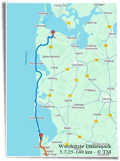 100 km von Bjerregard bis Lemvig; Westküste DK