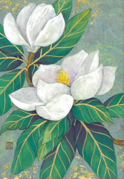 「泰山木―花巡り」SM　紙本着彩　