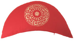 meditationskissen kleiner Halbmond rot mandala