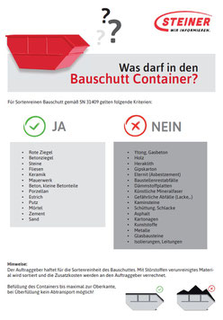 Trennhilfe Bauschutt Container