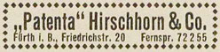 PATENTA - Hirschhorn & Co. / Fürth in Bayern