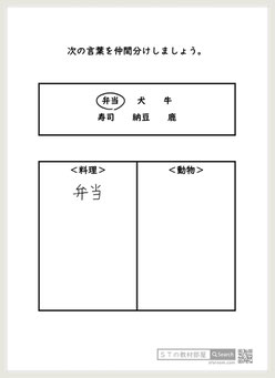 失語症リハビリプリント‐カテゴリー分け練習