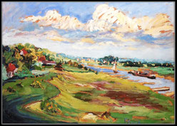 Frühwerk: Sommertag an der Weser, Öl (1964)