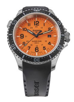 Abbildung der Uhr mit orangem Display.