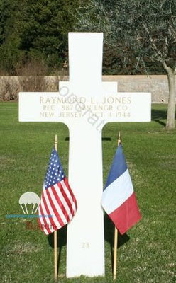 Raymond JONES, killed in action on the 4th of october 1944 in the Maritims Alps. burried at Draguignan Rhone cemetery