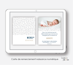 carte de remerciements naissance numérique-carte de remerciement électronique -pdf imprimable-pdf numérique-faire part connecté- Motifs petits traits-à imprimer soi-même-carte de remerciement naissance à envoyer par mail-mms