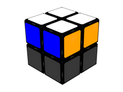 Figure 1b: Final situation of the cube after FL step. Blue and orange faces.