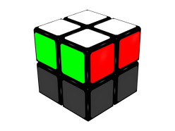 Figure 1a: Final situation of the cube after FL step. Green and red faces.