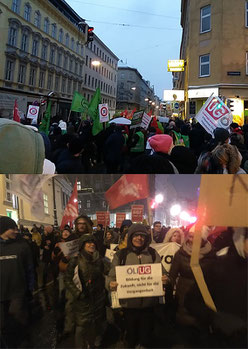 Großdemo zum 1. Jahrestag der Regierung * Breiter Protest gegen Sozialabbau * Bild: Uschi Göltl (oben), Gerhard Pušnik (unten)