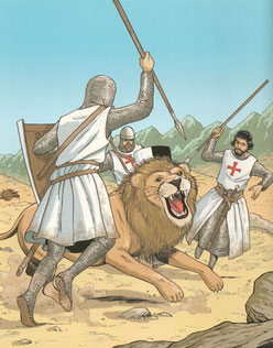 La chasse au lion - Les voyages de Jhen - Les Templiers - Ed. Casterman. Temple de Paris