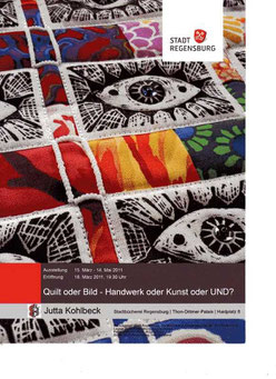 Plakat zur Ausstellung: Quilt oder Bild - Handwerk oder Kunst oder UND? von Jutta Kohlbeck 2011 in der Stadtbücherei Regensburg