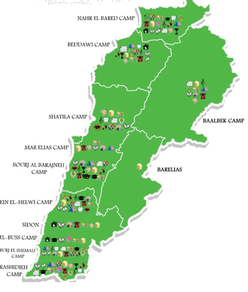 Carte des différents centres de BAS au Liban