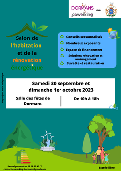 Salon Habitat à Dormans le 30 septembre 2023 avec conférence de L. Bodin sur le climat.