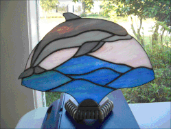 Dolphin Stained Glass Accent fan Lamp