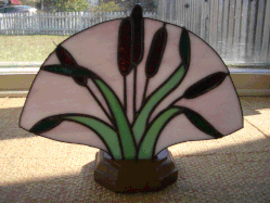 Cattail  stained glass accent fan lamp 