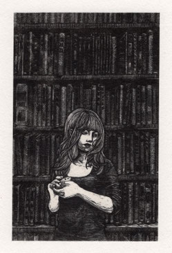 書庫/木口木版/11.3×7.4cm/シート価格￥11,000(税込み)/ 額装込み￥14,800(税込み)