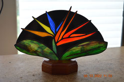 Bird of Paradise Art Glass Fan Lamp