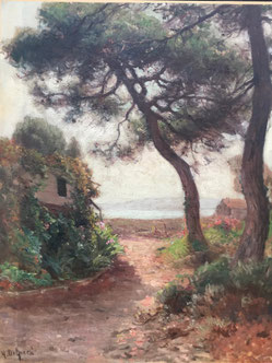 Hermann Delpech Bassin d'Arcachon Cap Ferret Huile sur toile Galerie Bassam Antiquaire Bordeaux
