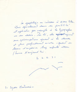 François *Billetdoux lettre autographe signée graphologie