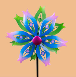 Stecker Windrad Blume 30/122cm aus bunt lackiertem Metall