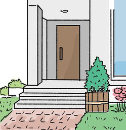 戸建て住宅の玄関イラスト