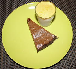 Tarte au chocolat et crème de banane au curcuma
