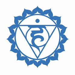 Symbole du chakra de la gorge Vishuddha – minéraux associés à la communication et à l’expression