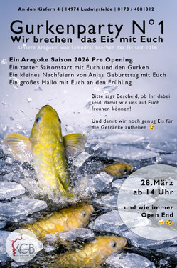 Aragoke® Koi durchbrechen Eis im Koiteich – Gurkenparty und Aragoke Saisonstart 2026 bei KGB Berlin