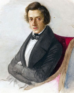 Frederic Chopin. Aquarell von M. Wodzinska. 1836.