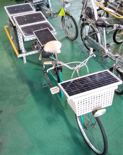ハイブリッド電力救援自転車　ソーラー自転車　人力発電