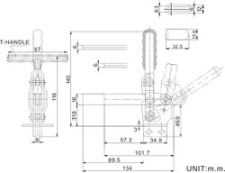 Drawing vertical clamp with mounting base CH-12130 CH-12135 T-Handgriff