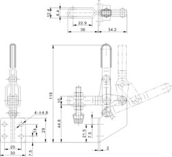 Drawing Vertical toggle clamp with Side Ward  CH-101-B