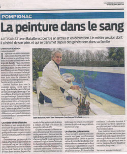 Sud Ouest Pompignac 3 janvier 2014 "La peinture dans le sang"