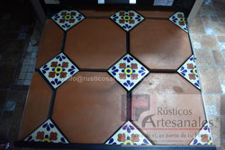 Loseta de Barro Natural Rojo Octagonal para pisos rústicos con apariencia mexicana en cocinas, salas, reacámaras los tenemos en www.rusticosartesanales.com