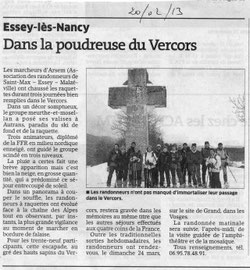 Article E.R. du 2 /02/2013 Séjour raquettes Vercors