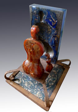 violon miroir  résine artiste sculpture