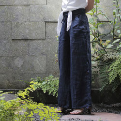 ルグ　リネン ワイドパンツ