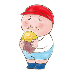 焼き芋を食べてる子供のイラスト
