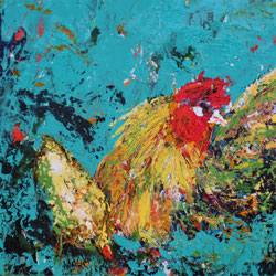 " Ein Team " , Acryl , 30x30 cm , BNr. 306, in Privatbesitz