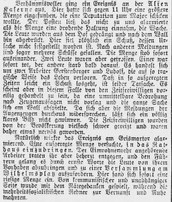 Göttinger Zeitung,  23.03.1919: Tötung der Arbeiter Heinrich Gerstenberg und Karl Ludolf durch einen Zeitfreiwilligen am 18. März. StA Göttingen 