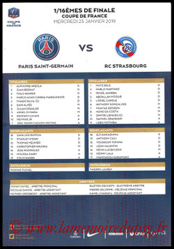 Feuille de match  PSG-Strasbourg  2018-19