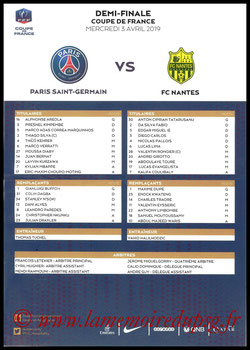 Feuille de match  PSG-Nantes  2018-19