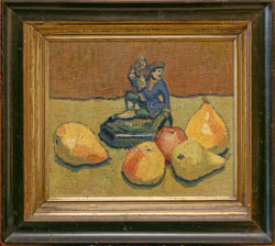Obststilleben mit Keramikskulptur